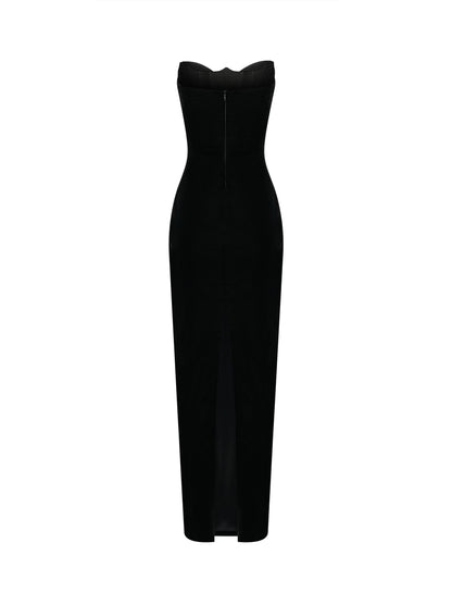 Black gown with crystal neckline