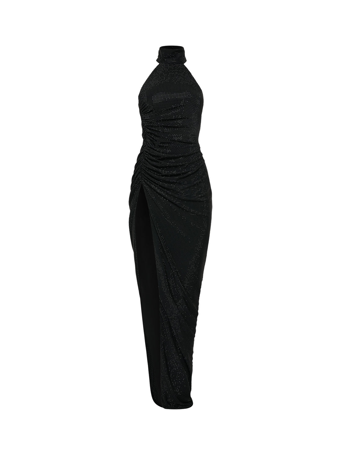 Black crystal-embellished gown