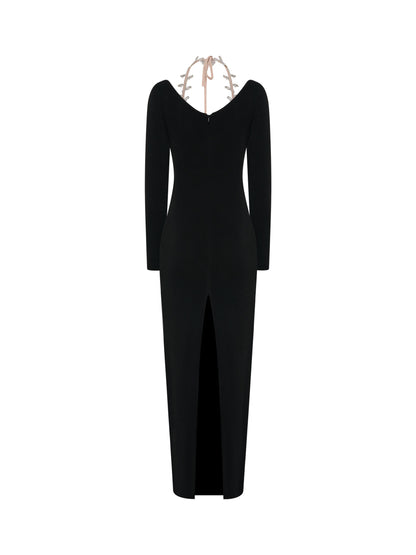 Black gown with crystal inlay