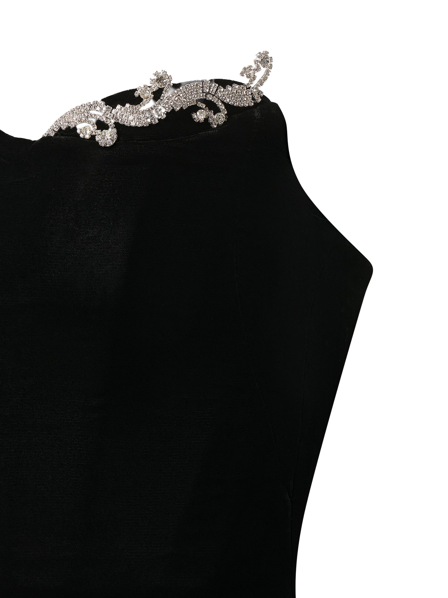 Black gown with crystal neckline