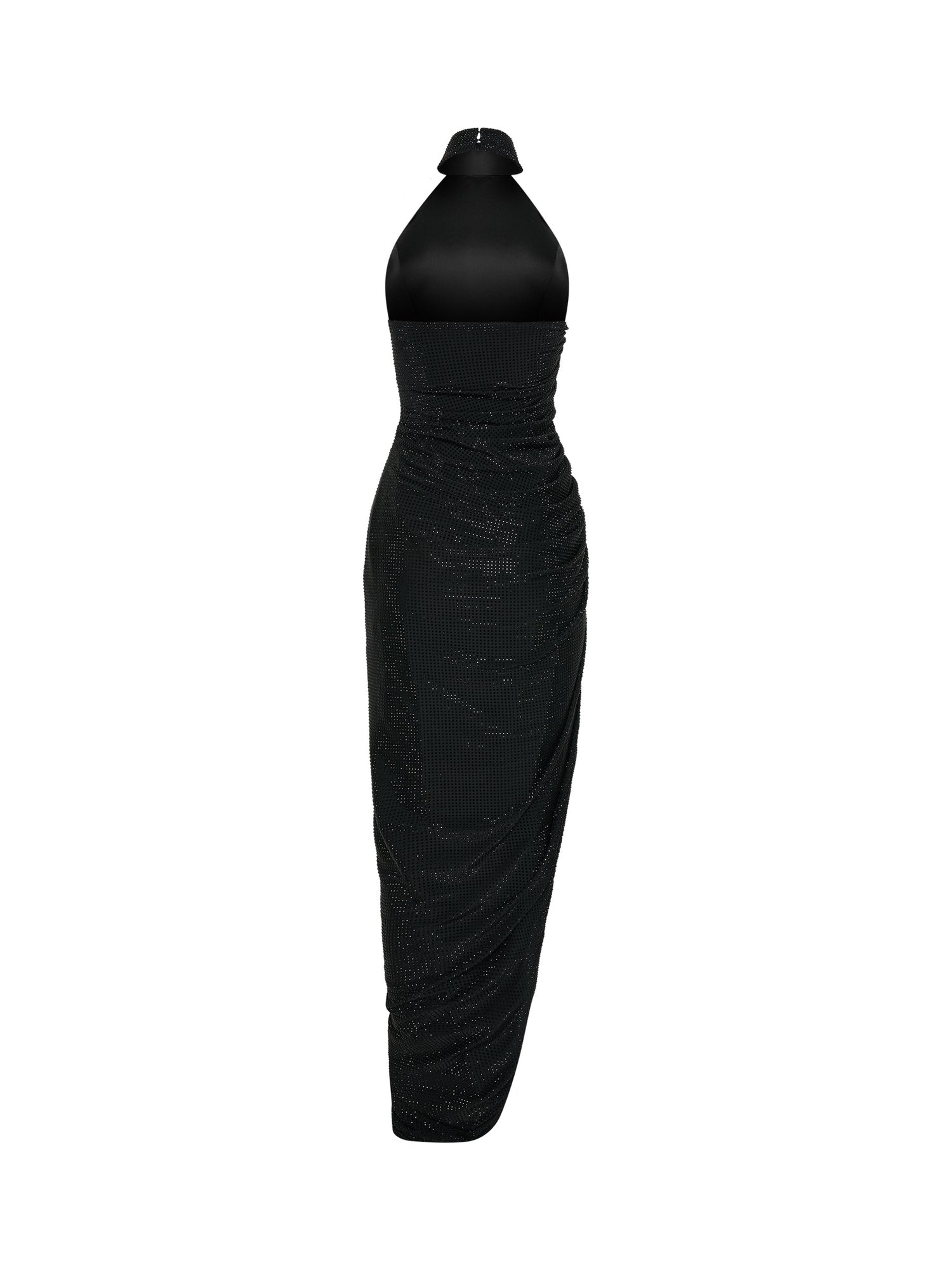 Black crystal-embellished gown
