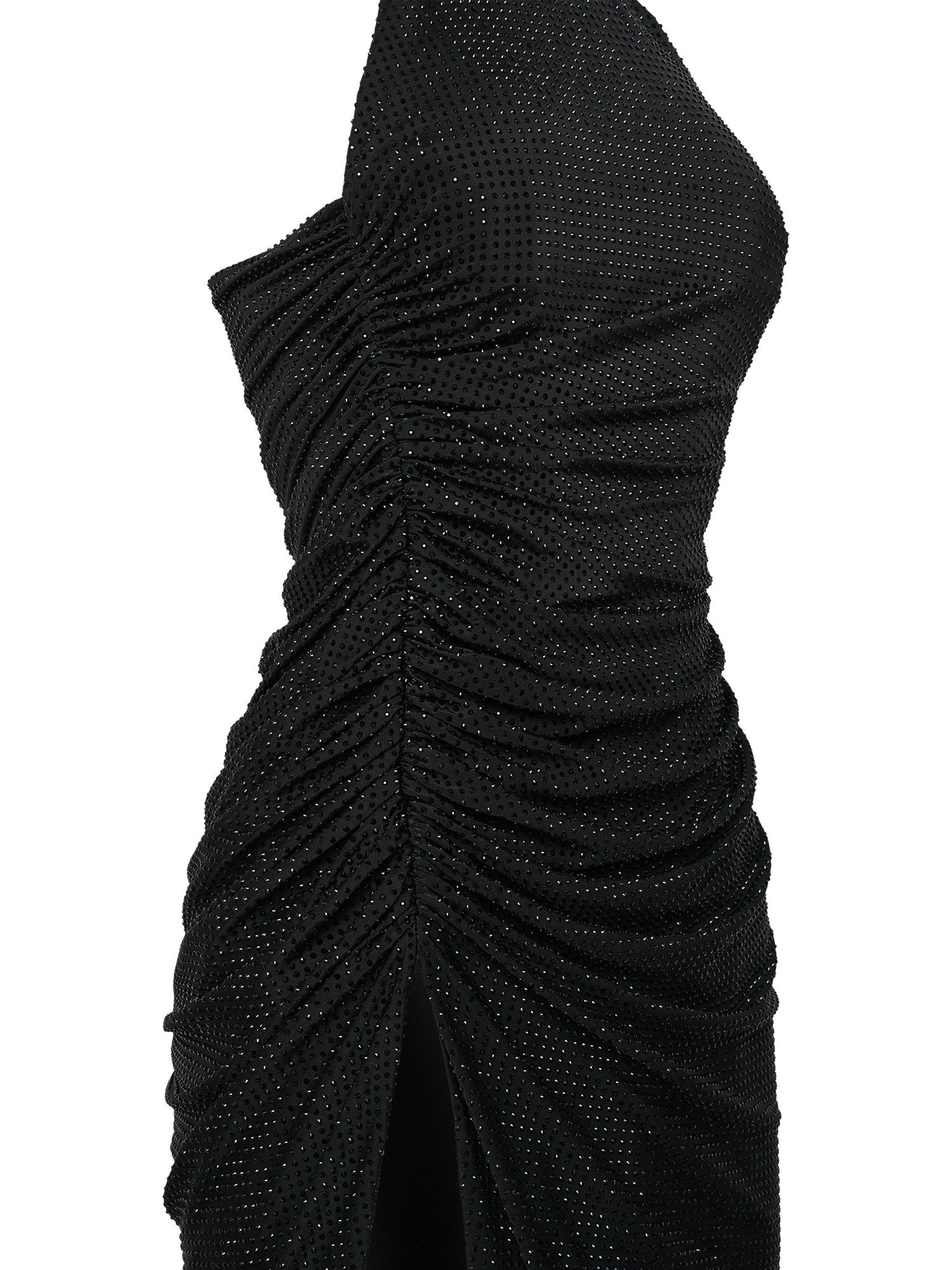 Black crystal-embellished gown