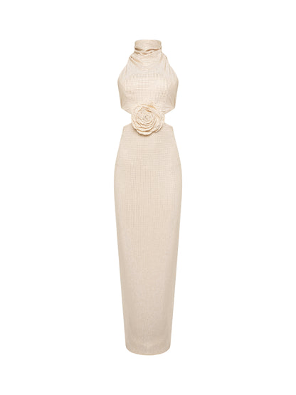 Ivory gown with floral waist detail