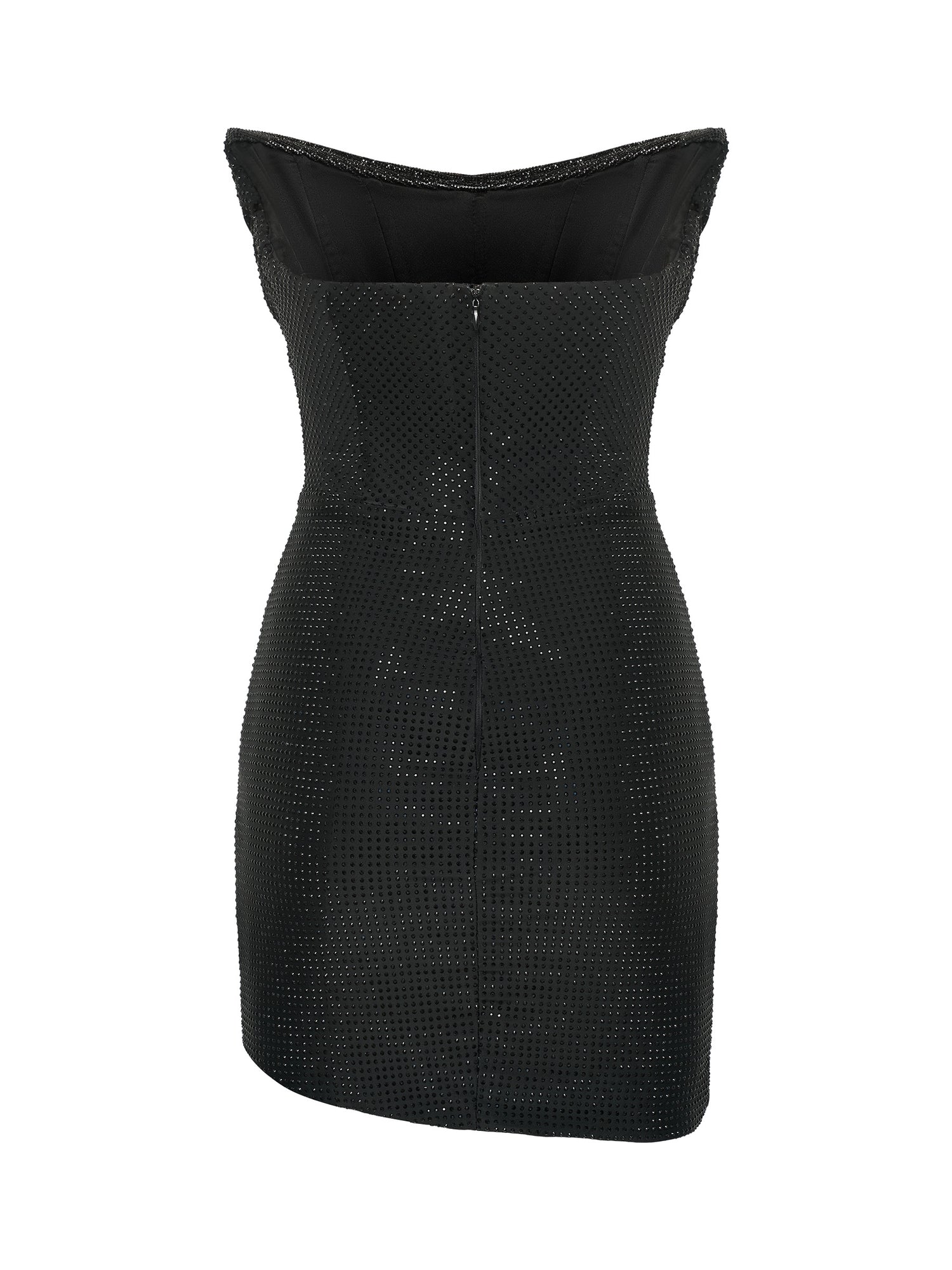 Black draped off-shoulder mini dress