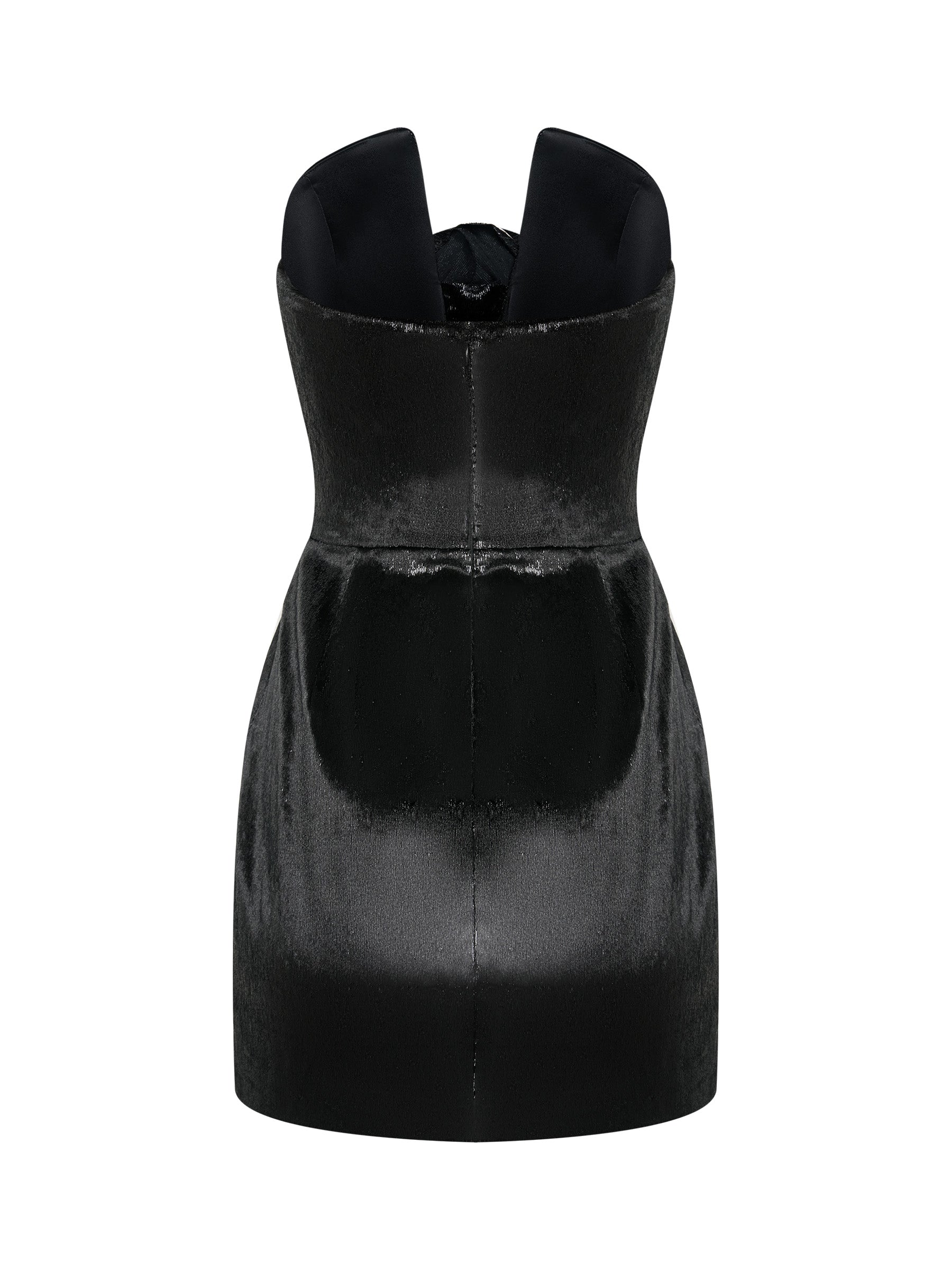 Black Mini Dress with Rose Appliqué