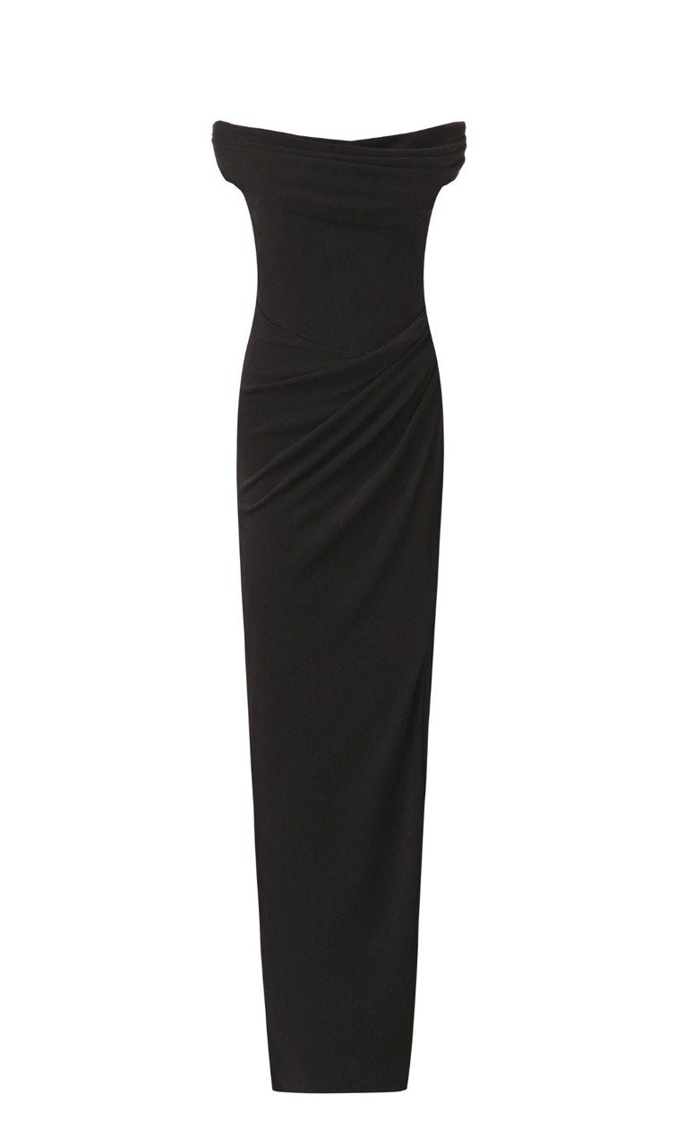 Evening dress with draping in jersey