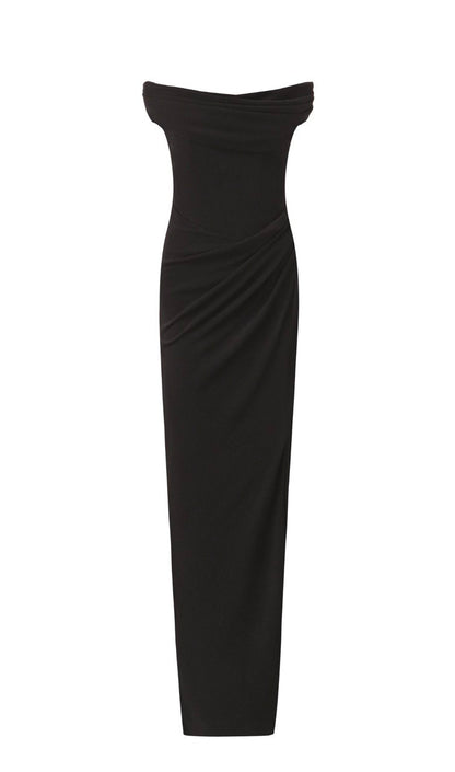 Evening dress with draping in jersey