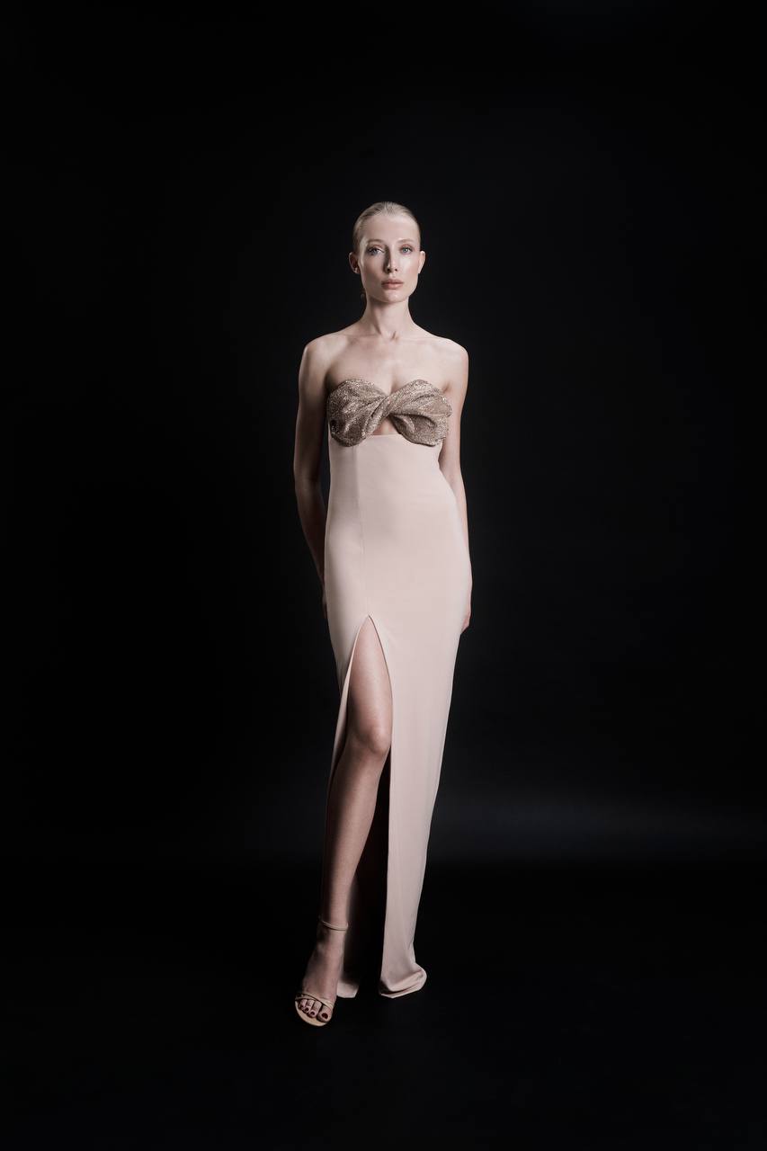Evening dress with crystal embellishment