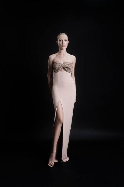 Evening dress with crystal embellishment