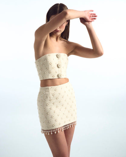 Tweed strapless elegance set