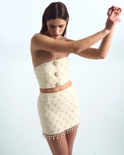 Tweed strapless elegance set