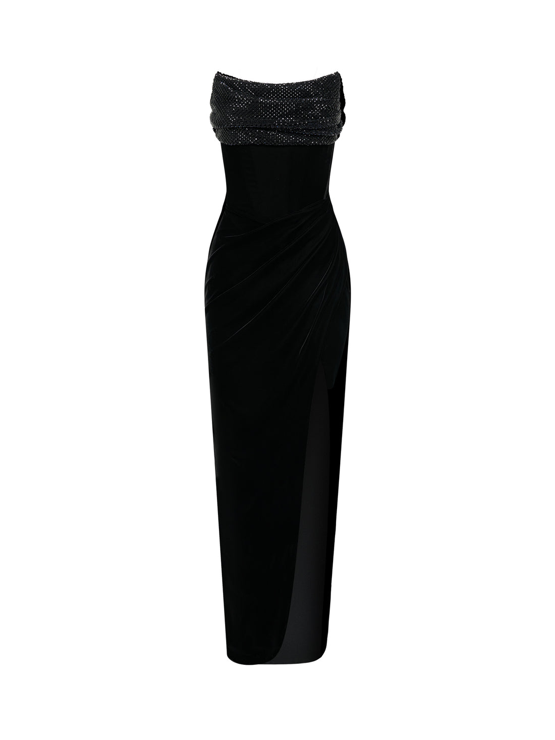 Black Off-Shoulder Gown with Sequin Bodice