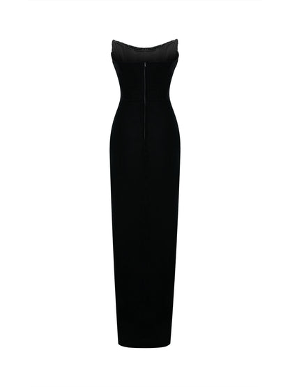 Black Off-Shoulder Gown with Sequin Bodice