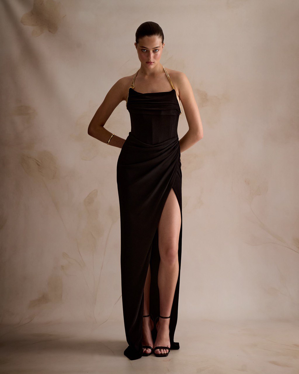 Black Evening Dress with High Slit
