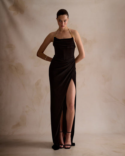 Black Evening Dress with High Slit