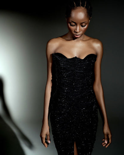 Fully crystal-embellished gown