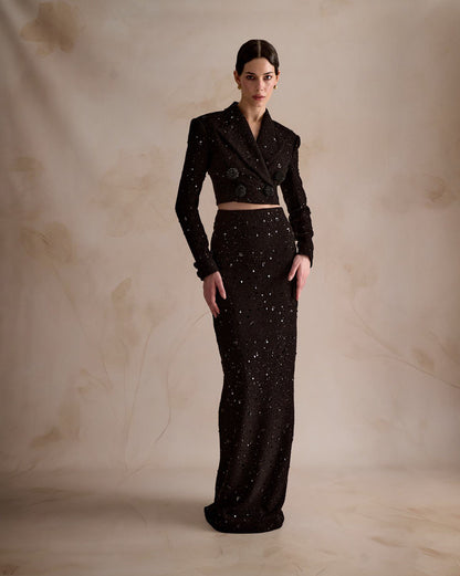 Black Tweed Sequin Suit