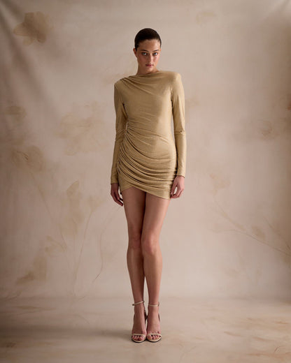Gold Draped Mini Dress